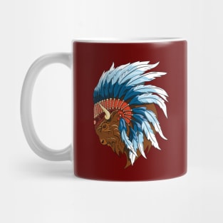 Buffalo head with indian headdress Mug